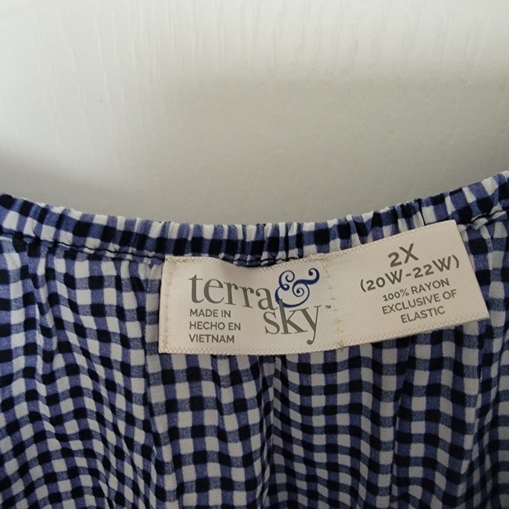 Terra and Sky Woman's Blue and White Size Blouse 2X - Picture 4 of 9